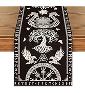 Artoid Mode Black Viking Tree of Life Raven Helmet of Awe Table Runner, Seasonal Kitchen Dining T...