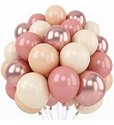 Retro Blush Pink Balloons, 60 Packs 12 Inch Dusty Pink Metallic Chrome Rose Gold White Sand Nude ...