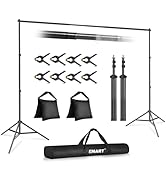 EMART Backdrop Stand 10x7ft(WxH) Photo Studio Adjustable Background Stand Support kit with 2 Cros...