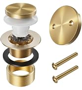 Yaseingoo Champagne Bronze Bathtub Drain Stopper and Overflow Kit, Solid Brass Tip-Toe Bath Tub D...