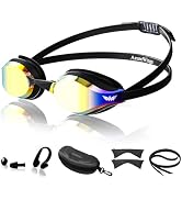 AzureWings Swim Goggles for Men Women – No Leak Anti-Fog UV HD Wide Vision, Racing & Swimming Gog...