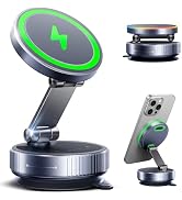 Magnetic Phone Charging Holder Mount for Car, 360° Vacuum Magnetic Phone Holder, Qi1 15W Fast Wir...