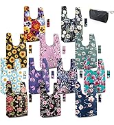 BeeGreen Flower Tote Bag Christmas Gifts Large Reusable Grocery Bags Foldable Shopping Bags 12 Pa...