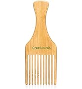 GranNaturals Wooden Comb & Hair Pick - Natural Wood Volumizing & Styling Tool for Thick, Coarse, ...