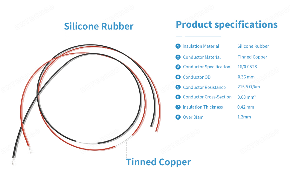 28 AWG silicone stranded wire has 16 strands 0.08 mm tinned copper wire, tinned copper wire