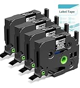 Tze 12mm 0.47 Inch Laminated White on Black Compatible with P Touch Label Tape TZ TZe-335 TZe335 ...