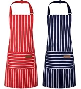 XLSXEXCL 2 Pack Stripes Kids Apron, Kids Cooking Aprons with 2 Pockets, Cute Aprons for Cooking f...