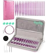 Coopay Interchangeable Knitting Needles with 4 Rotatable Cables, 13 Pairs Circular Knitting Needl...