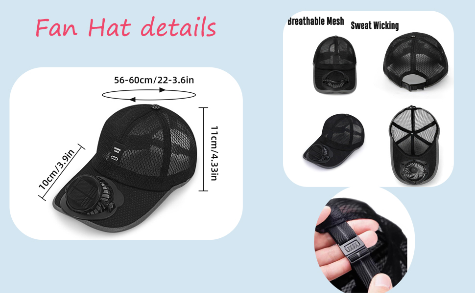 Camping Beach Hats with Solar Fans Summer USB Charging Sun Hats