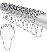 LiBa Shower Curtain Rings Hooks Rustproof Stainless Steel Nickel Chrome Plating for Bathroom Show...