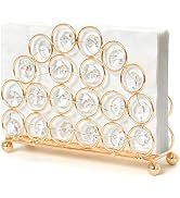 Kehail Metal Crystal Gold Napkin Holders, Standing Tissue Dispenser & Card Organizer -5.7"×4.3" M...