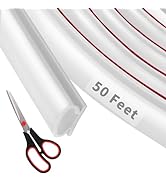 Fingwerk 50 Feet D-Shape Rubber Weather Stripping Door Seal Strip, Self-Adhesive Backing Door Wea...