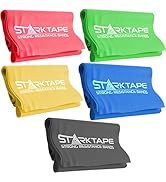 Starktape Resistance Bands Set. 5 Pack Non-Latex Physical Therapy, Professional Elastic Band. Per...