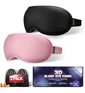 Weighted Sleep Mask 2 Pack - 3D Contoured Eye Masks for Sleep, Best Blackout Sleep Masks for Wome...