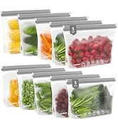 IDEATECH Quart Freezer Bags, BPA Free PEVA Reusable Sandwich Snack Bags, Quart Size Food Baggies ...