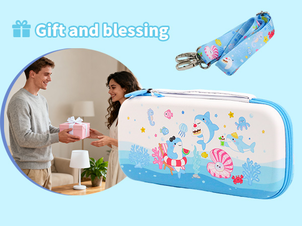 Cute Switch 2 Carrying Case, Switch2 Shark Travel Carry Case with Shoulder Strap