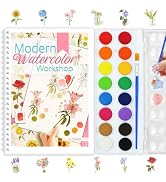 apolyone Beginners Watercolor Workbook for Adults -Step-by-Step Coloring Book Set-12 coloring boo...