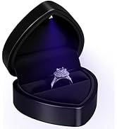 Hatori Engagement Ring Box with LED Lighted, Heart Shaped Jewelry Velvet Ring Box for Wedding Rin...