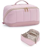 Makeup Bag for Women, Open Flat Puffy Organizer with Wipe-Clean PVC Lining | Quick Access, Brush ...