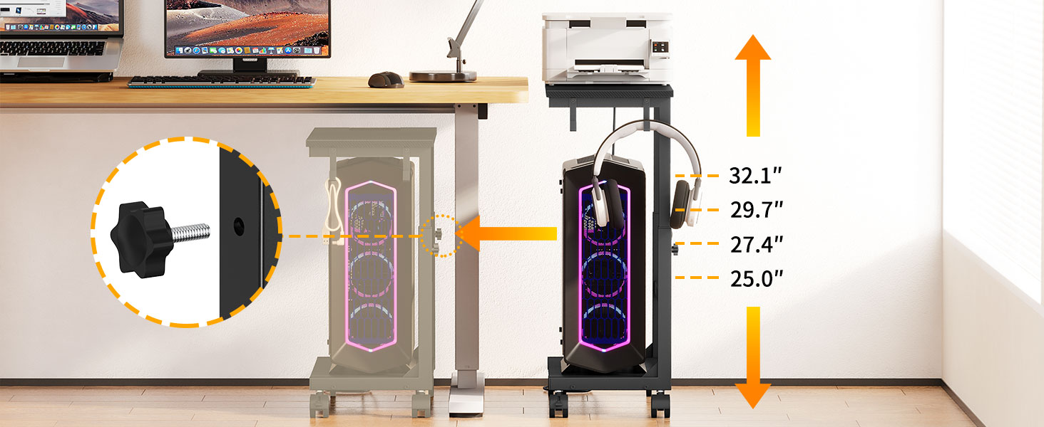 Computer Tower Stand with Charging Station
