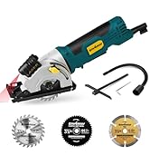 Enventor Mini Circular Saw, 4.8A Electric Circular Saws Corded with Laser Guide, 4000RPM, 3 Saw B...