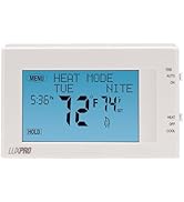 Lux Pro P721UT-010 TS 7 Day Programmable Thermostat; 2 Heat, 1 Cool, Horizontal Orientation; Batt...