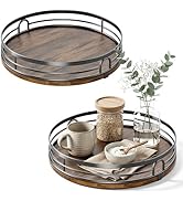 LAMU 2 Pack 9'' 10'' Lazy Susan Turntable Organizer for Cabinet, Round Wood Lazy Susan for Table ...