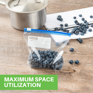 The expandable bottom of these slider plastic bags allows you to store more food.