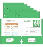 Two Pocket Portfolio Folders, PANDRI 60 Pack 3 Hole Punched 2 Pocket Folders for 3 Ring Binder, L...