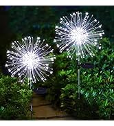 XIHAMA Solar Garden Lights 2 Pack Firework Lights Outdoor Waterproof, 200 LEDs with 8 Lighting Mo...
