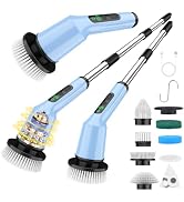 Shower Scrubber with Long Handle, Shower Cleaner Brush with 8 Brush Heads, Cordless Electric Spin...