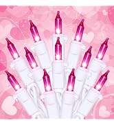 Hopolon Pink Mini Christmas Lights,2 Pack 13FT 50Count Fairy String Light Set,White Wire Incandes...