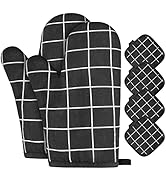 AUAUY Oven Mitts and Pot Holders 6PCS Set, 392°F Heat Resistant Cooking Gloves and Hot Pads Bakin...