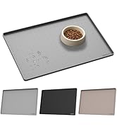 YINEYA Silicone Dog & Cat Food Mat Waterproof 22" x 14", Raised Edge Dog Bowl Mat for Food and Wa...