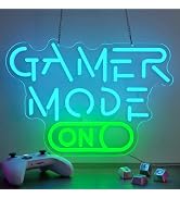Astuddy Gamer Mode Neon Sign for Gaming Room Decor, USB Powered LED Wall Light with Dimmer, Cool ...