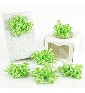 HUIHUANG Lime Green Bows for Gift Wrapping Self Adhesive Curly Gift Bows Pliad Ribbon Bows for Ch...