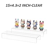 Hexsonhoma Acrylic Shelf Riser 15x4.3x2 pack of 2, Clear Display Shelf 10” for Figure, Cosmetics,...