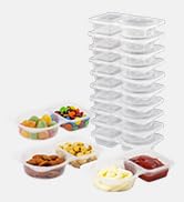 EASYYOURHOME 10 Sets Double Compartment Condiment Containers with Lid, Small Plastic Clear Contai...