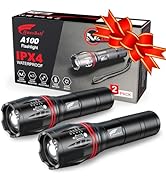 HAUSBELL A100 2000 Lumen Flashlight 2 Pack, Heavy-Duty Aluminum Tactical Flashlights High Lumens ...