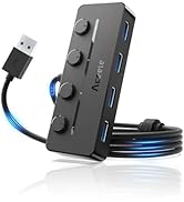 Aceele USB Hub 3.0 with Individual LED Power Switches & Type C Power Port, Multiport USB Splitter...