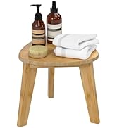 Domax Beautiful Bamboo Shower Foot Rest - Shower Stool for Shaving Legs 12 inch Non-Slip Waterpro...