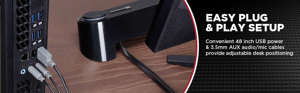 GOgroove SonaVERSE UBR Computer Desktop PC Sound Bar Speaker has a Space Saving Low Profile Design