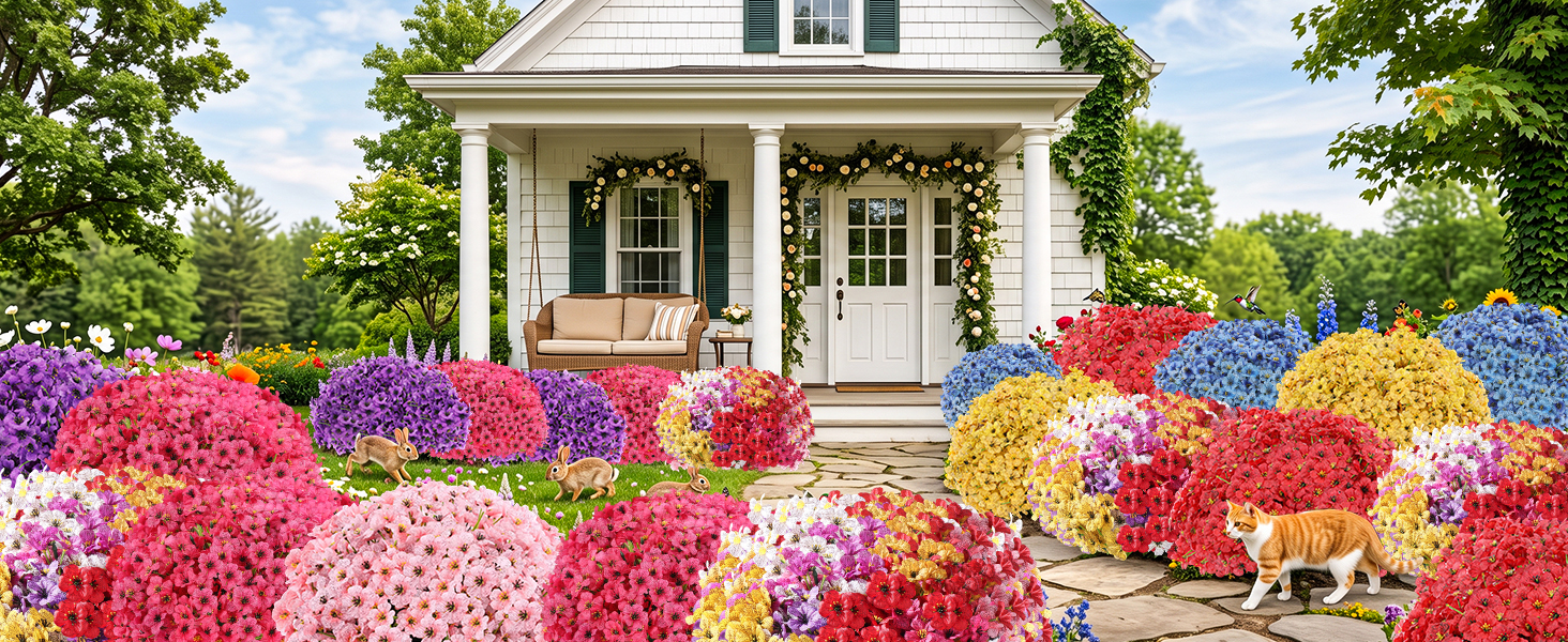 These artificial flowers provide beauty for your garden throughout the year.