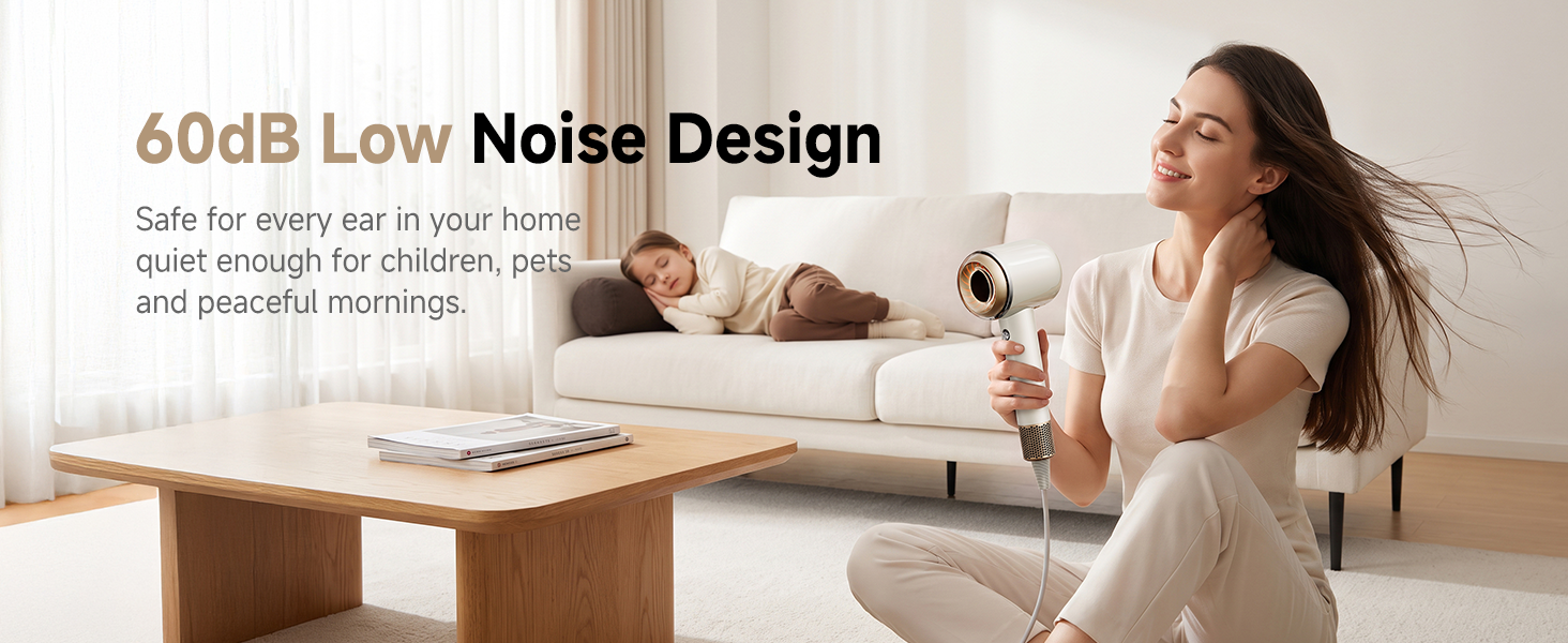 60dB Low Noise Design hair dryer