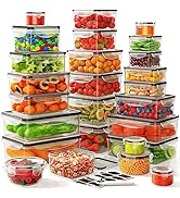 52 PCS Food Storage Container with Lid (26 Lids & 26 Containers) - Airtight Leakproof Plastic Kit...