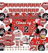 2026 Graduation Decorations Graduation Party Tableware Supplies - Class of 2026 Party Decor Kit w...