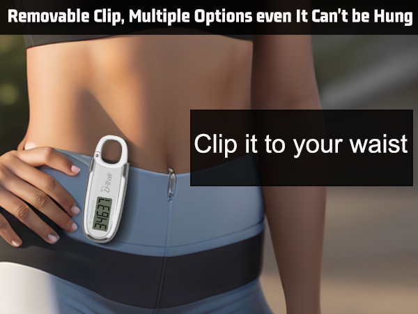 U-Trak 3D pedometer for walking with removable clip