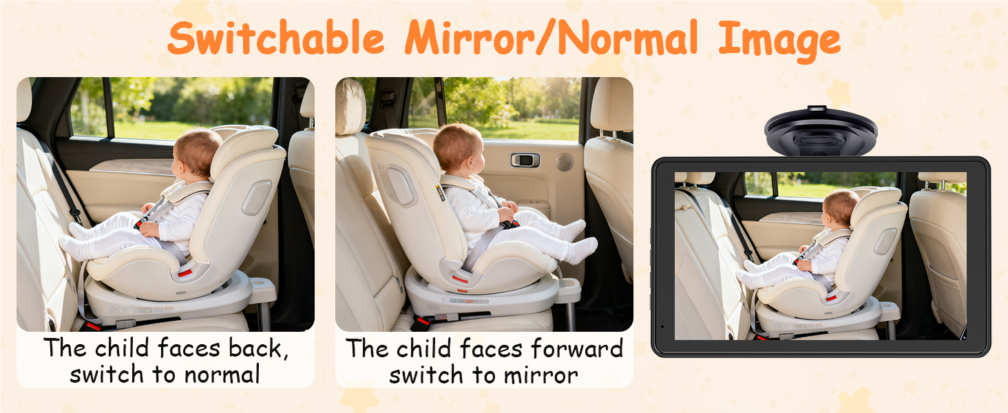 car baby video monitor with mirror image