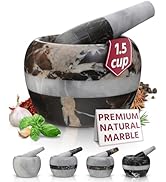Gusto Nostro Natural Marble Mortar and Pestle Set Small| 4 Inch - 1.5 Cup | Mini Mortar Pestle Se...