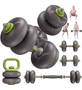 LIFERUN 45/67 LB Adjustable Dumbbell Set, Soft PVC, 4-in-1 Home Gym Set | Used as Barbell, Dumbbe...